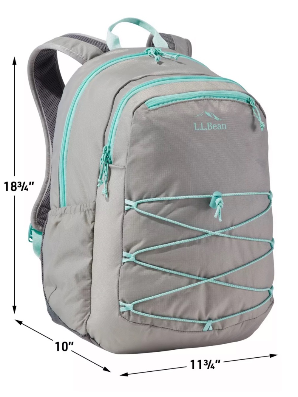 L.L.Bean Light Gray Backpack with Mint Trim Comfort Carry Women’s Laptop Pack